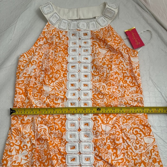 Lilly Pulitzer Jubilee Angie Harmon collab orange and white print beaded dress - Picture 7 of 10